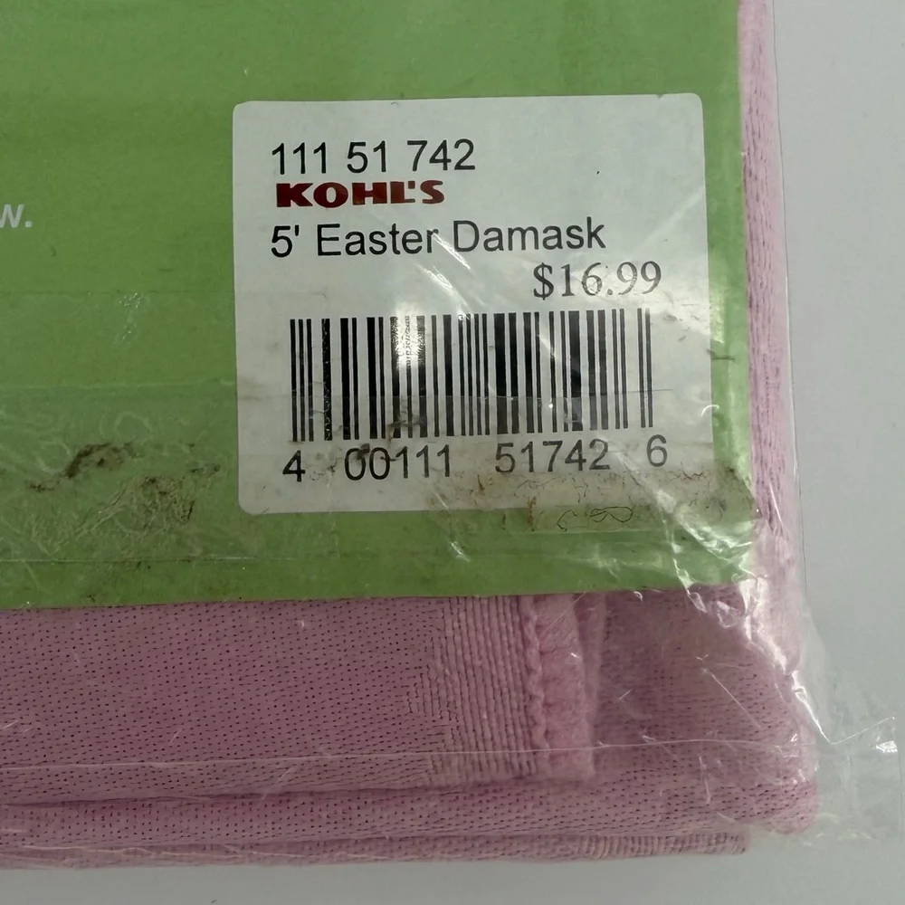 NEW Sonoma Easter Damask Printed Light Pink Tablecloth, Oblong 52